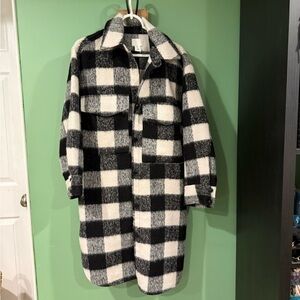 H&M Shacket shirt  Plaid Jacket coat checked